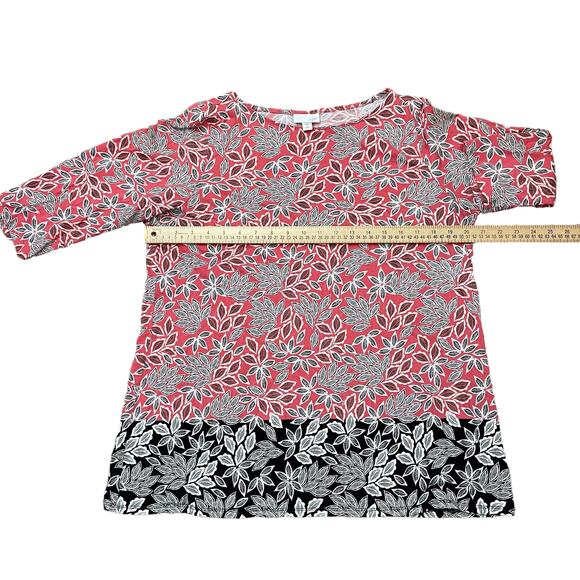 J. Jill Pullover Top Womens L Petite Multicolor Block Floral Crew Neck Tunic Tee - Picture 7 of 11